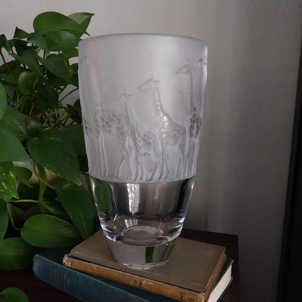 Nachtmann Crystal Glass SAFARI LINE Giraffe Vase 3D Frosted And Clear - Picture 4 of 11